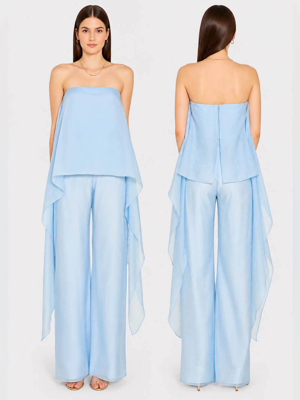 Amanda Uprichard Jenny Strapless Jumpsuit Baby Blue Size S